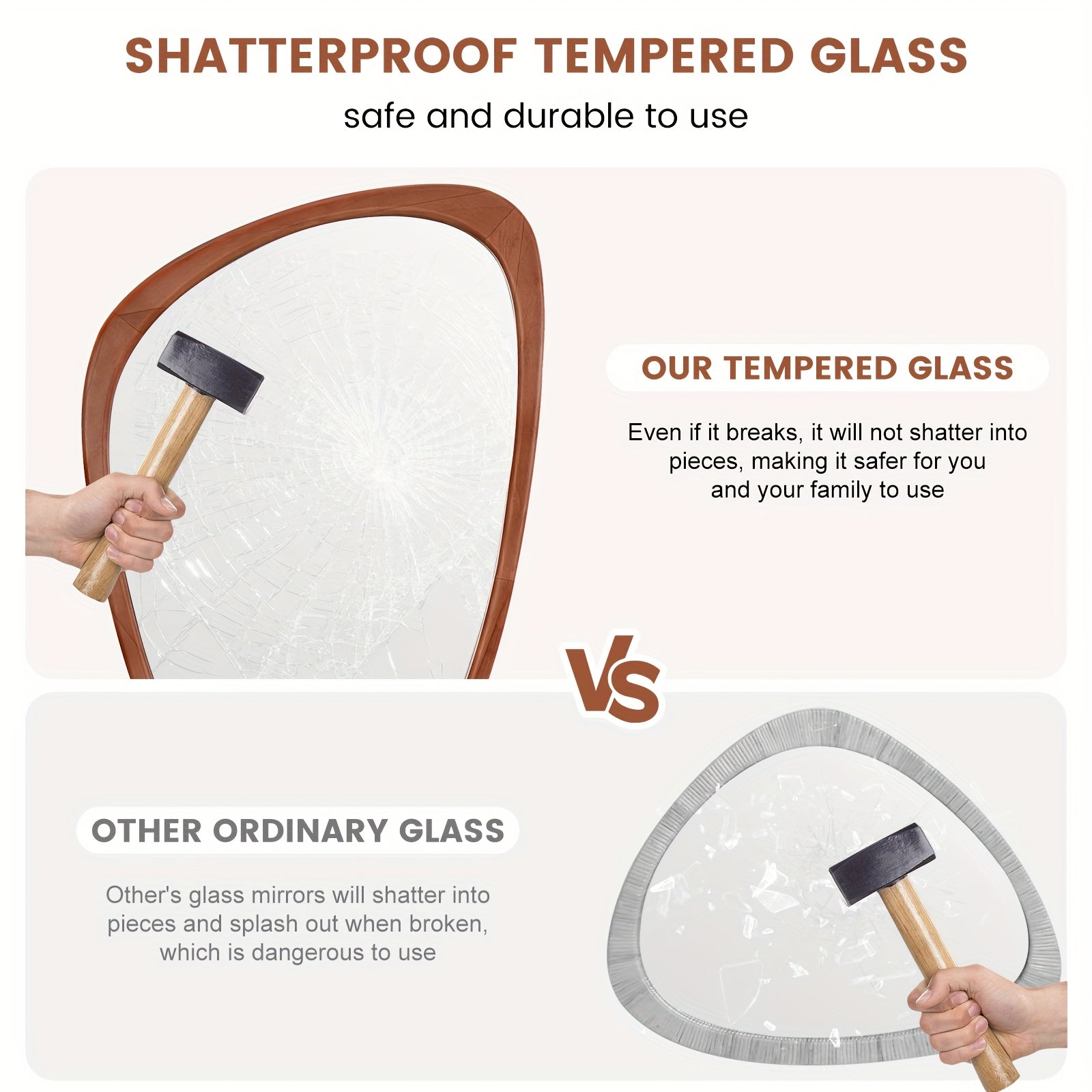 WallBeyond Classic Walnut Color Pebble Shape Wall Mirror 30\