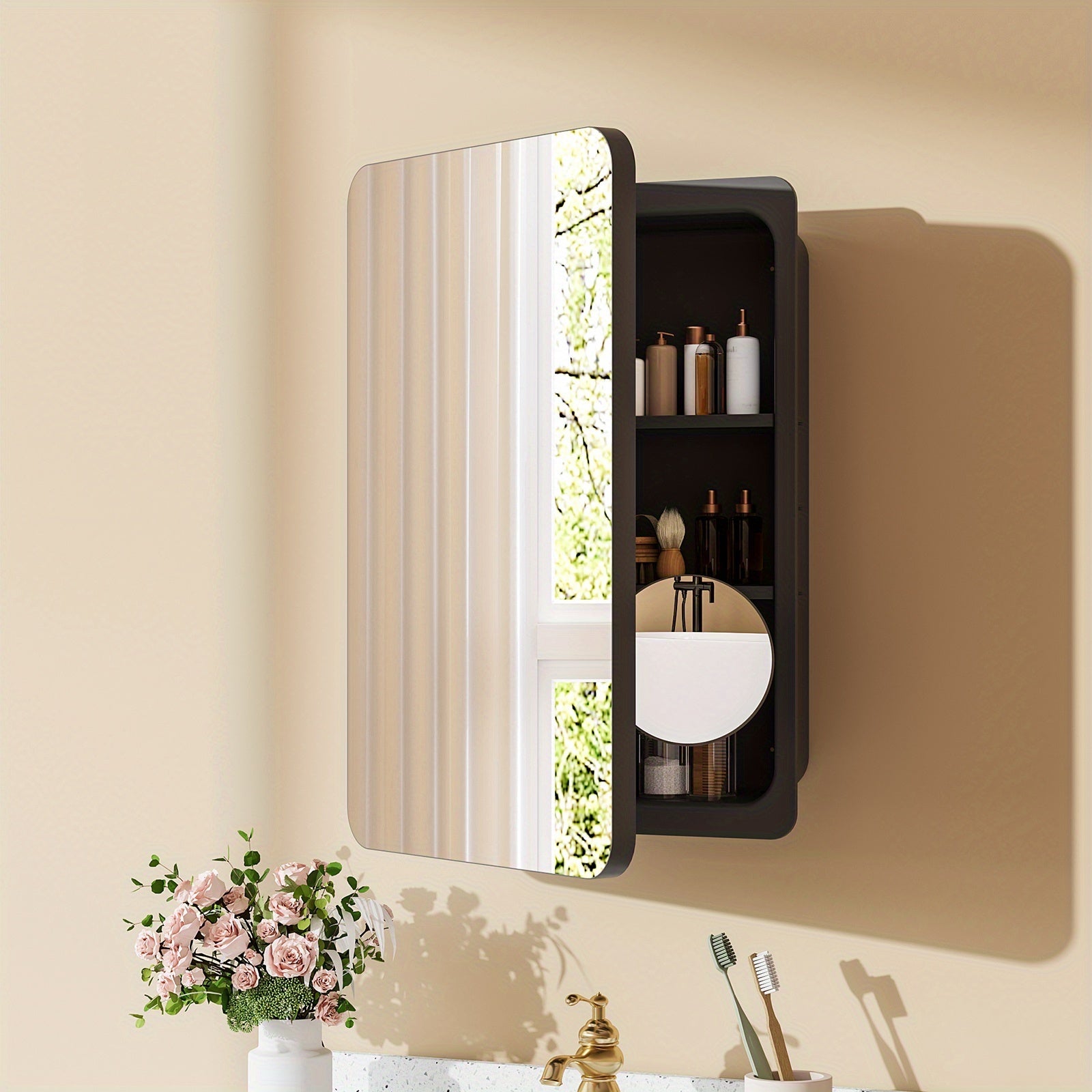18 Inches Wide by 25 Inches High Bathroom Mirror Cabinet