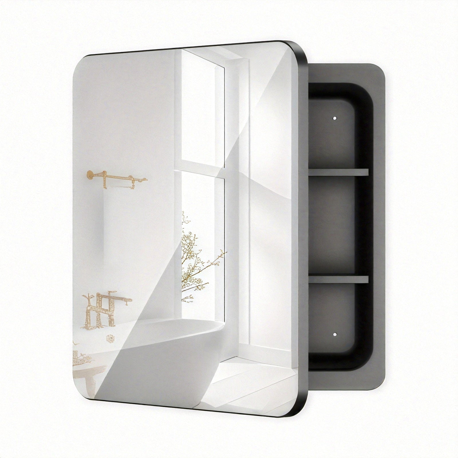 18 Inches Wide by 25 Inches High Bathroom Mirror Cabinet