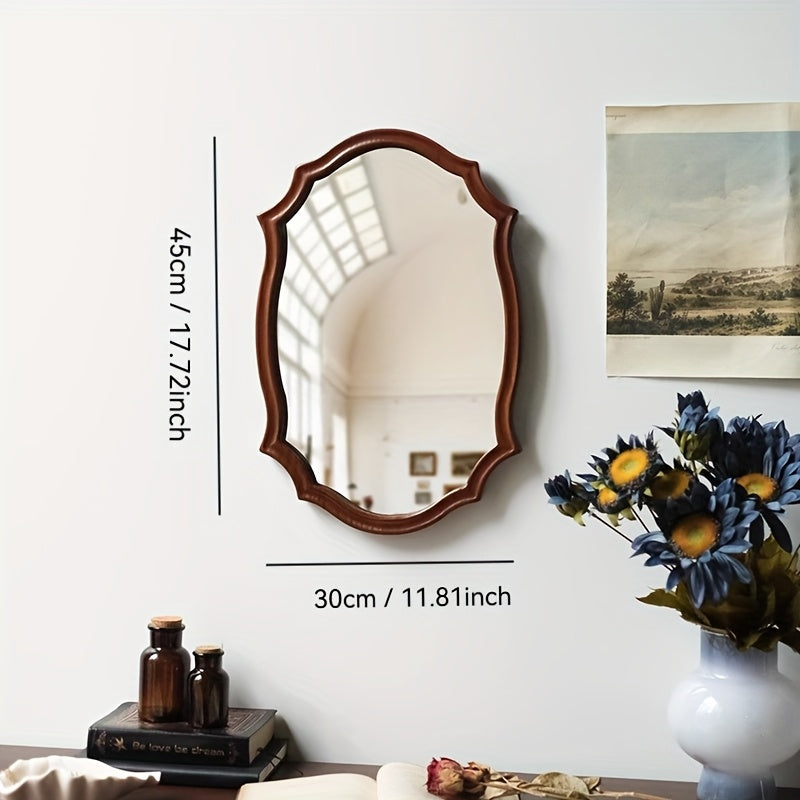 17.72-inch solid wood special-shaped entrance mirror • French makeup mirror