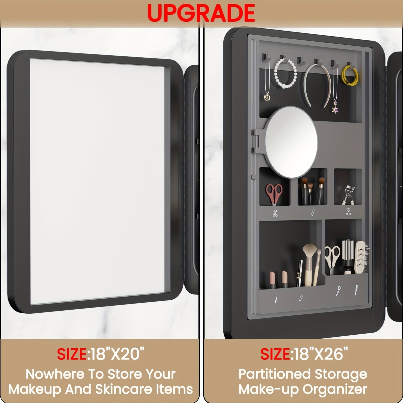 18 Inches Wide by 25 Inches High Bathroom Mirror Cabinet