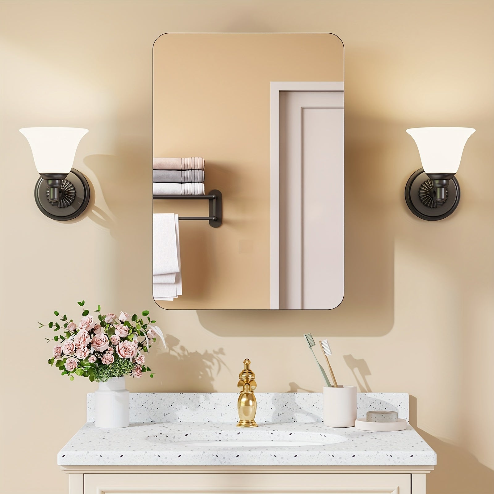 18 Inches Wide by 25 Inches High Bathroom Mirror Cabinet