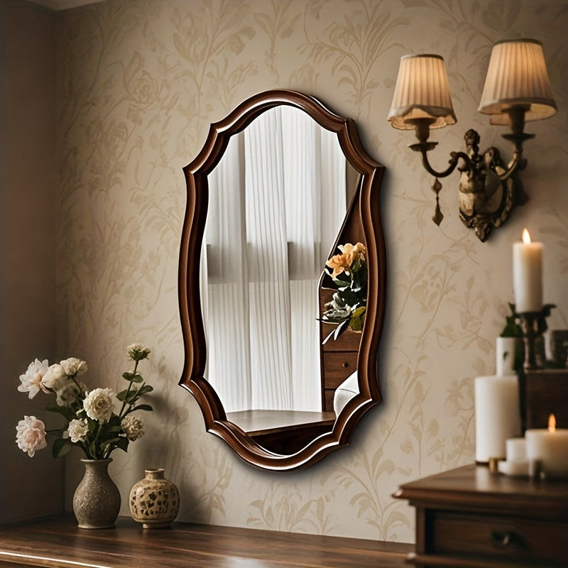17.72-inch solid wood special-shaped entrance mirror • French makeup mirror