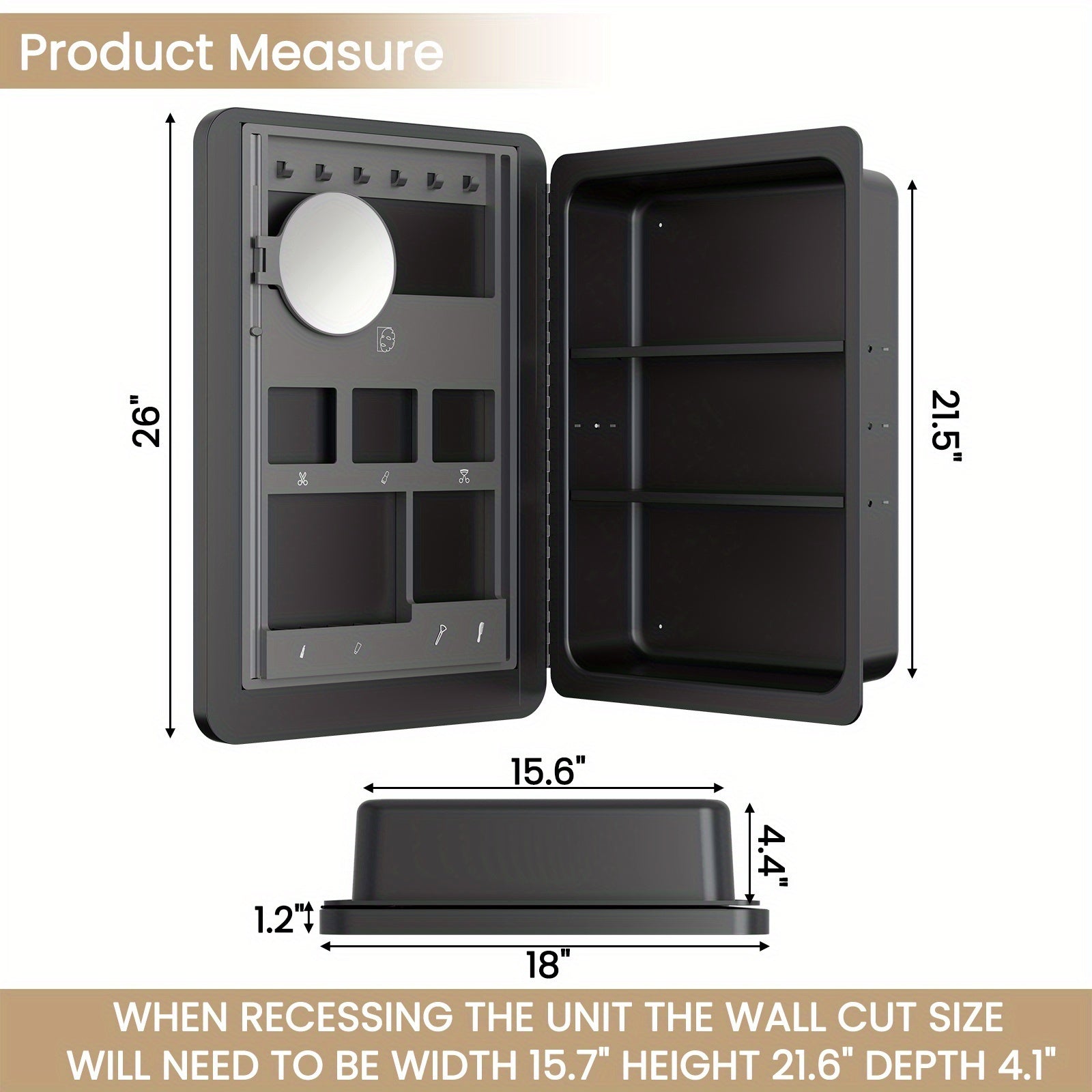 18 Inches Wide by 25 Inches High Bathroom Mirror Cabinet